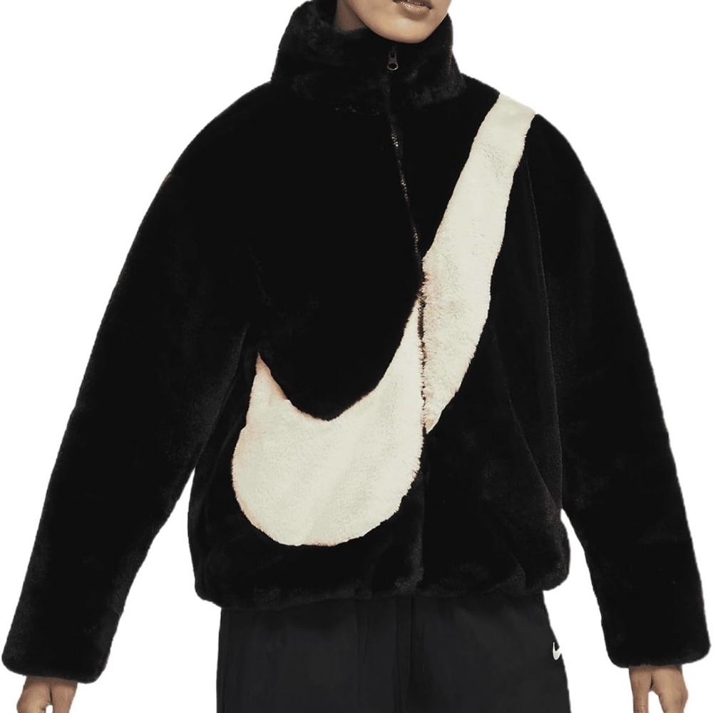 Nike Faux Fur Swoosh Jacket - Picture 3 of 7